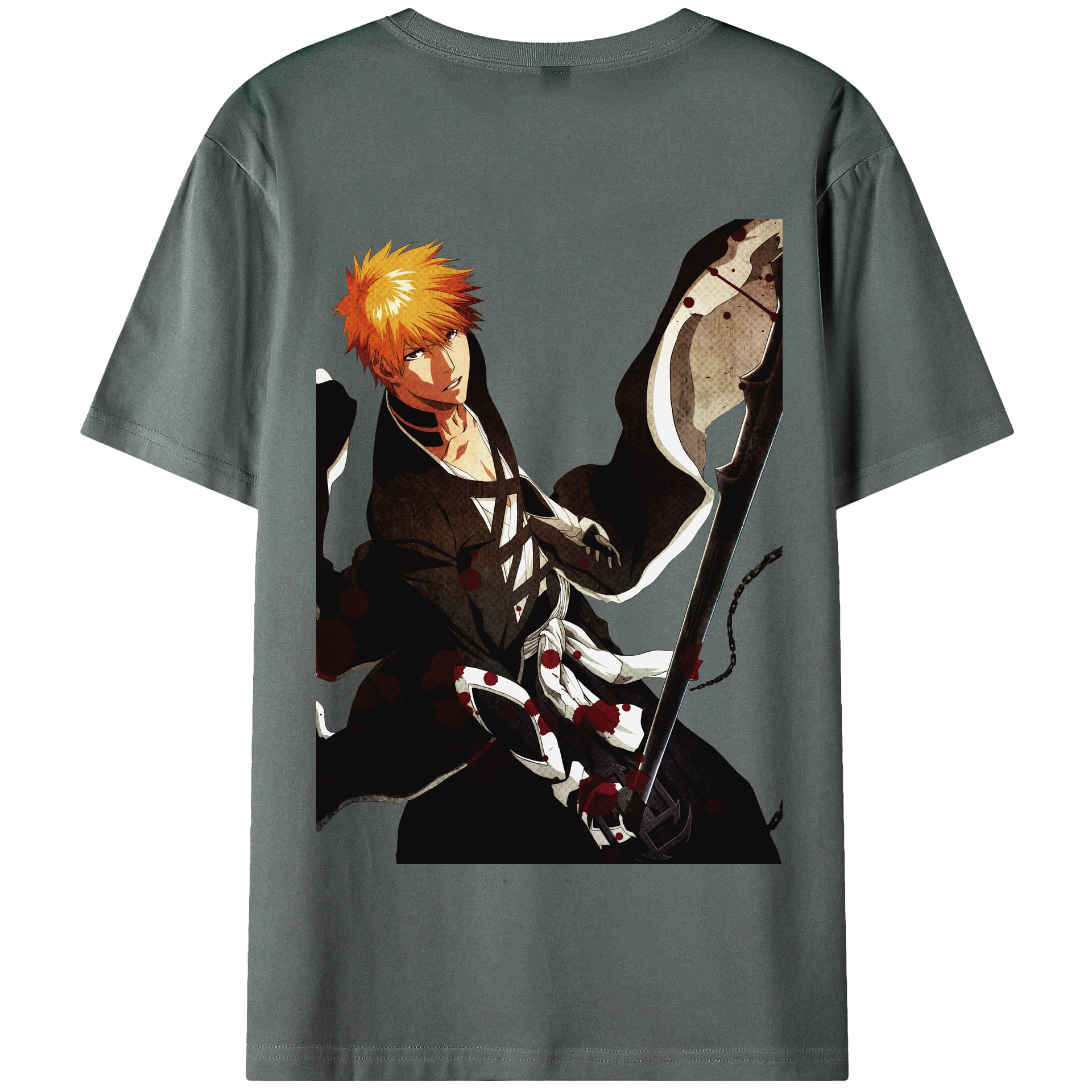 （画像用） ブリーチ 黒崎一護（くろさき いちご）BLEACH Kurosaki Ichigo 綿100％半袖Tシャツ（背面プリント）